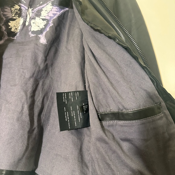 Andrew Marc Lamb skin Leather butterfly lining moto jacket black size XS - Picture 10 of 13